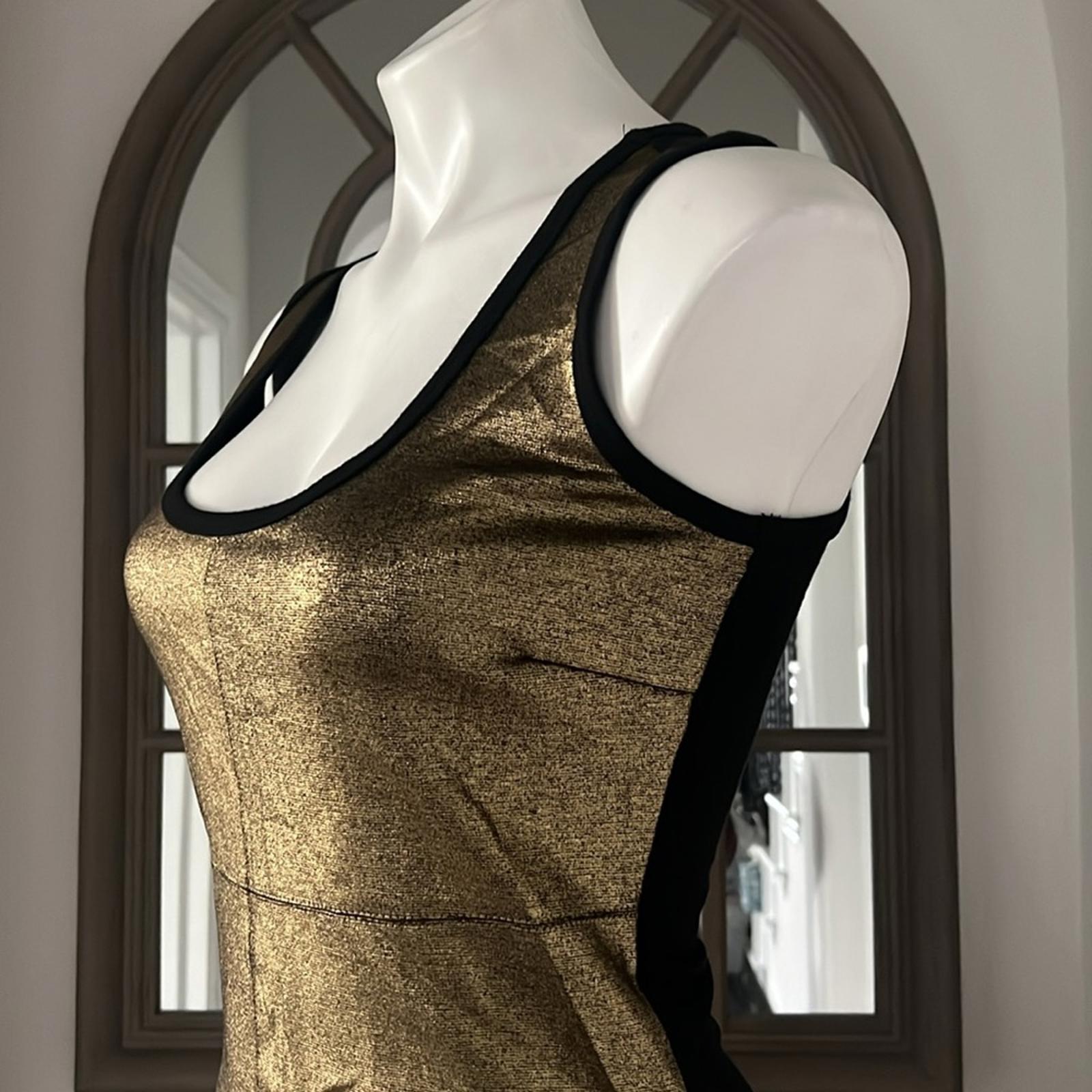 NEW Karen Kane Women’s Shell Metallic Front Tank Top, Size S Gold Copper Size S
