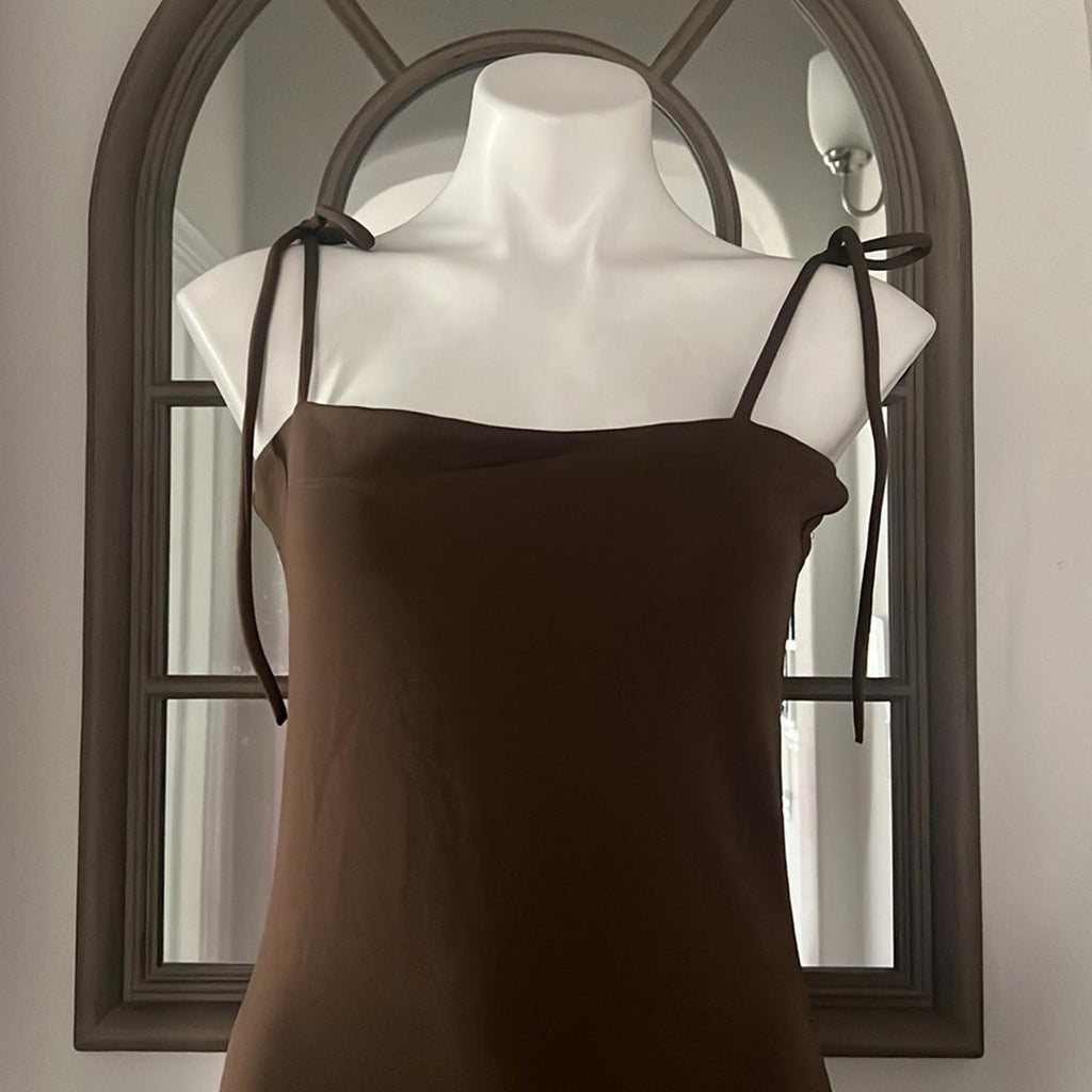 By Malene Birger Catania Tie Strap Midi Dress in Brown, Size L New w/Tag