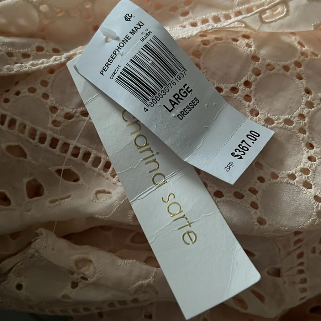 Charina Sarte Persephone Maxi Dress in Blush, Size L, New w/Tag