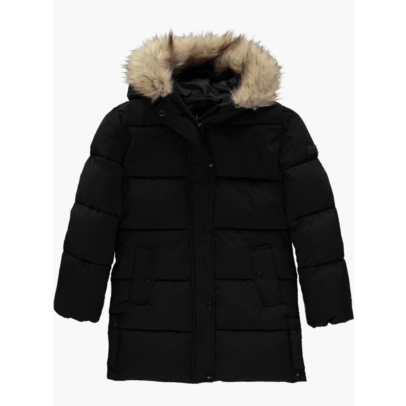 Sam Edelman Expedition Parka Jacket w/Faux Fur Trim in Black Size 14 New w/Tag