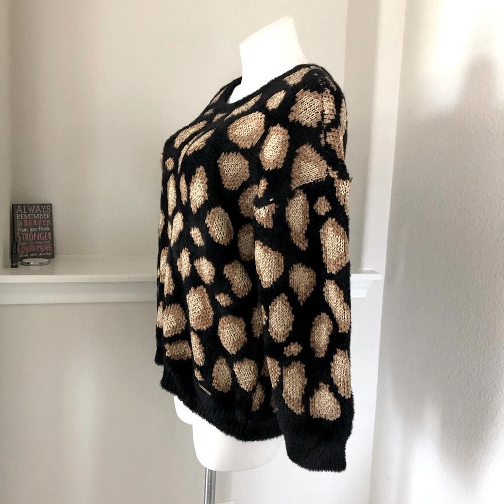 Michael Kors Crewneck Soft Dark Camel Sweater Fur Velour-Blend Size XXL NWT $155