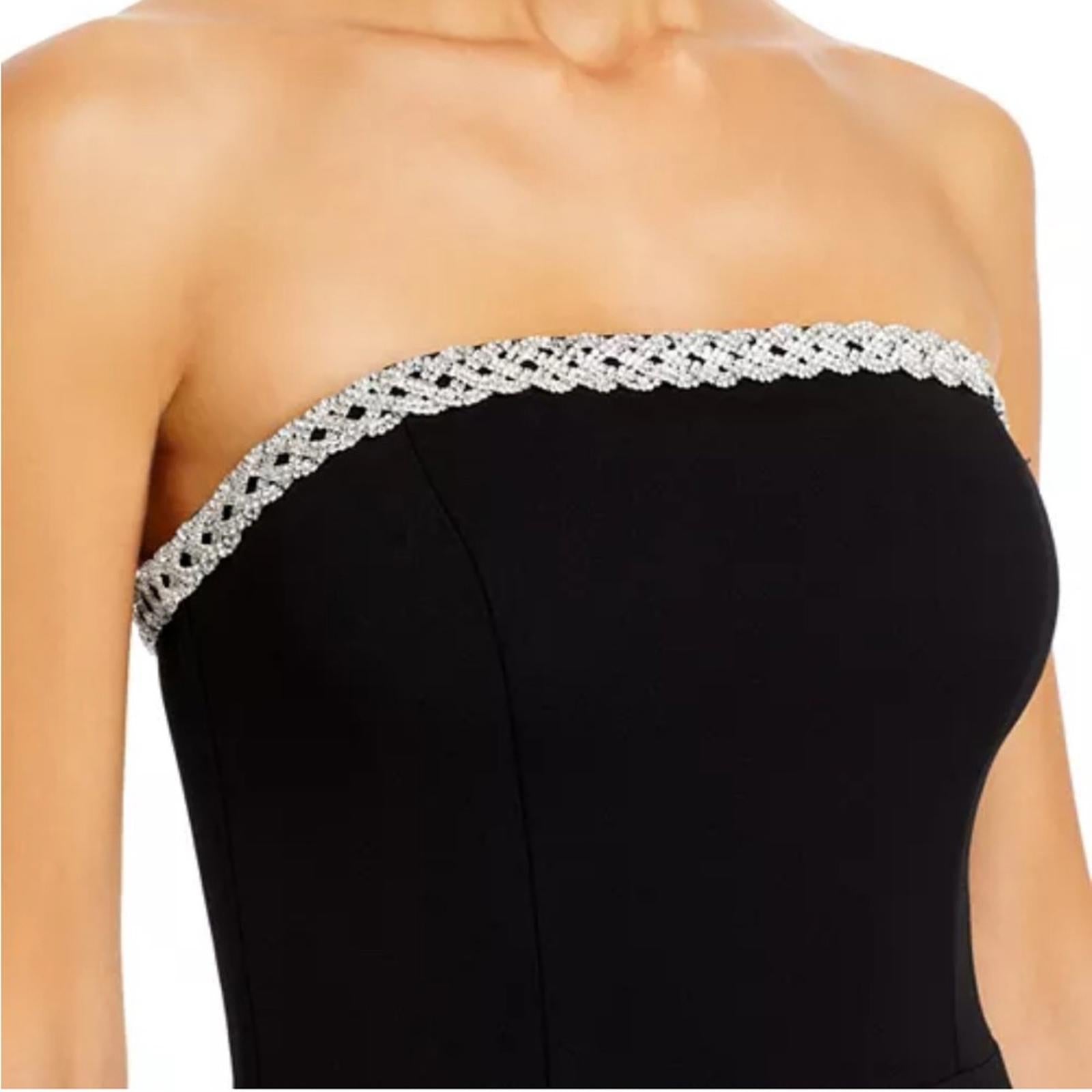 Aqua Braid Trim Strapless Gown in Black, Size 2 New w/Tag $268