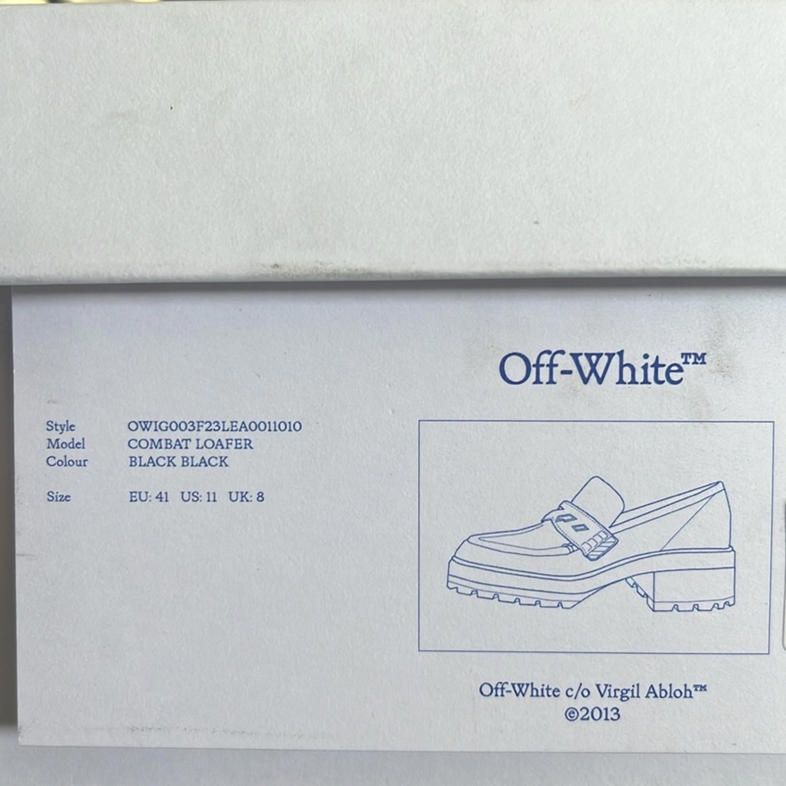Off-White Diag-Stripe Black Leather Loafers, Size 41 NEW in Box +DustBag $1,055