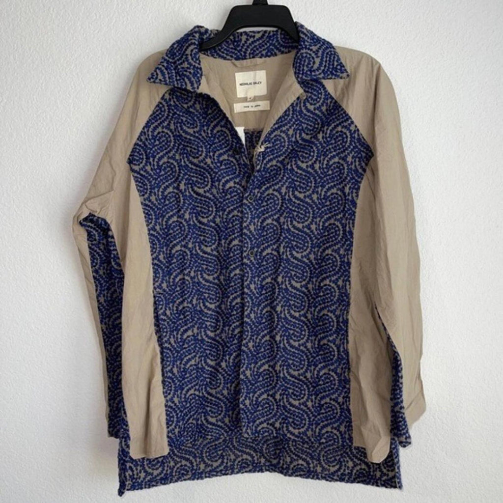Nicholas Daley Embroidered Raglan Sleeve Button-up Shirt, Size M NEW w/Tag $560