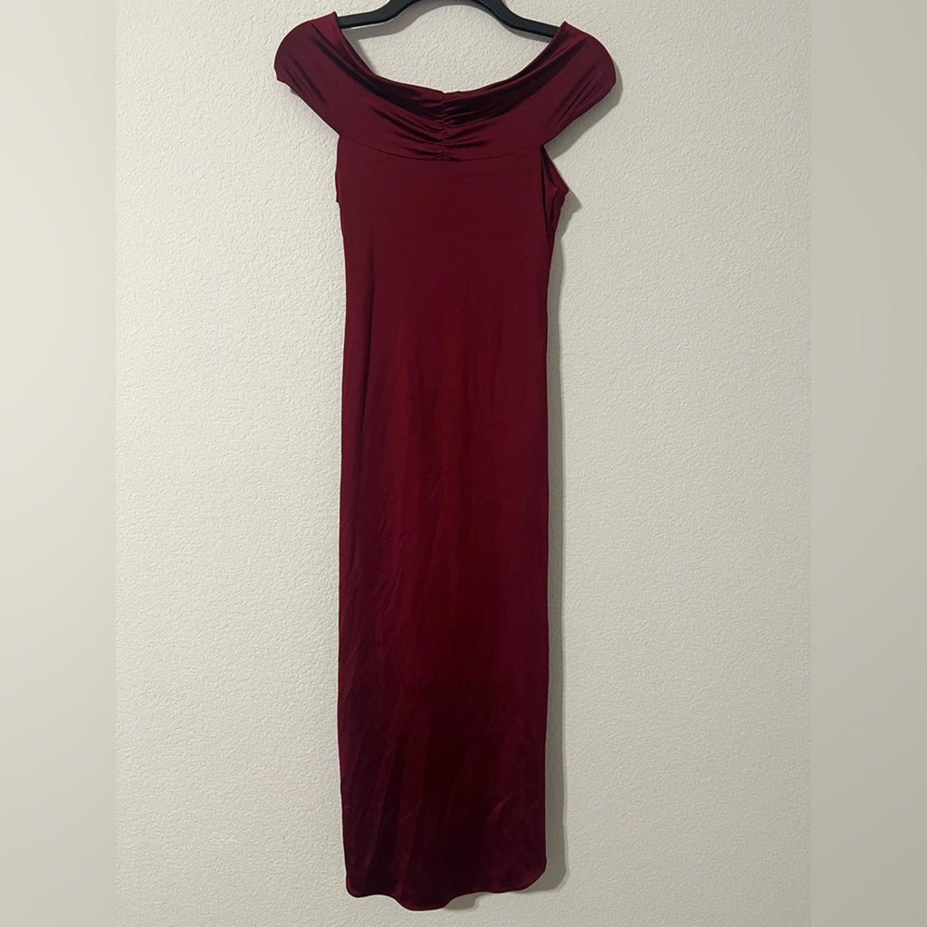 Et Ochs Everly Off-The-Shoulder Midi Dress in Crimson Red, NWT, Size 4