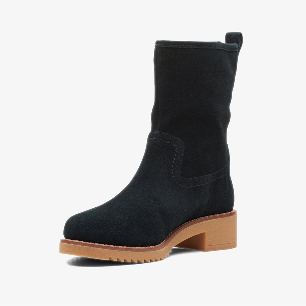 NEW Clarks Eden Mid Hi Black Suede Boots, Size UK 7, US 9.5 Retail £130
