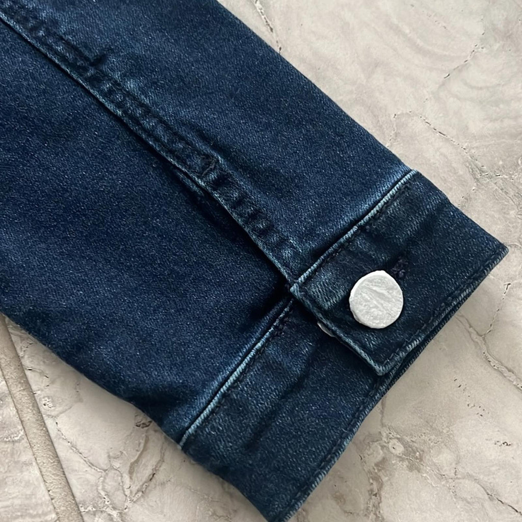 LAURA Embellished Snap-Button Front Jean Jacket, Blue Size 14 New w/Tag