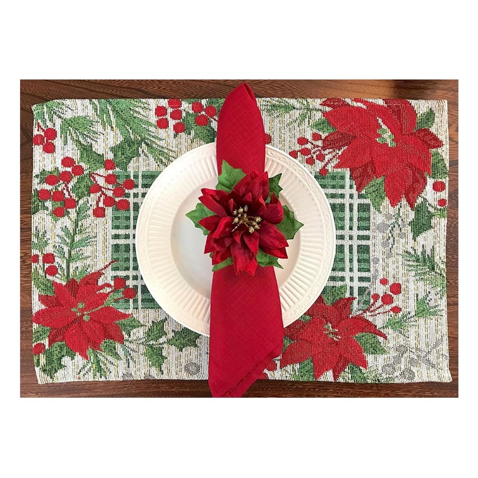 NWT Serafina Home Holiday Joy Christmas Tapestry Placemats, Set of Six New w/Tag