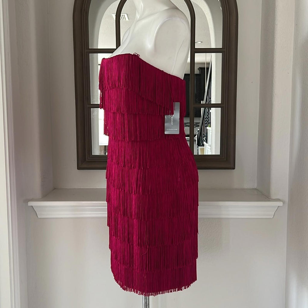 Liv Foster Fringe Cocktail Dress in Rich Magneta Size 12 New w/Tag $395