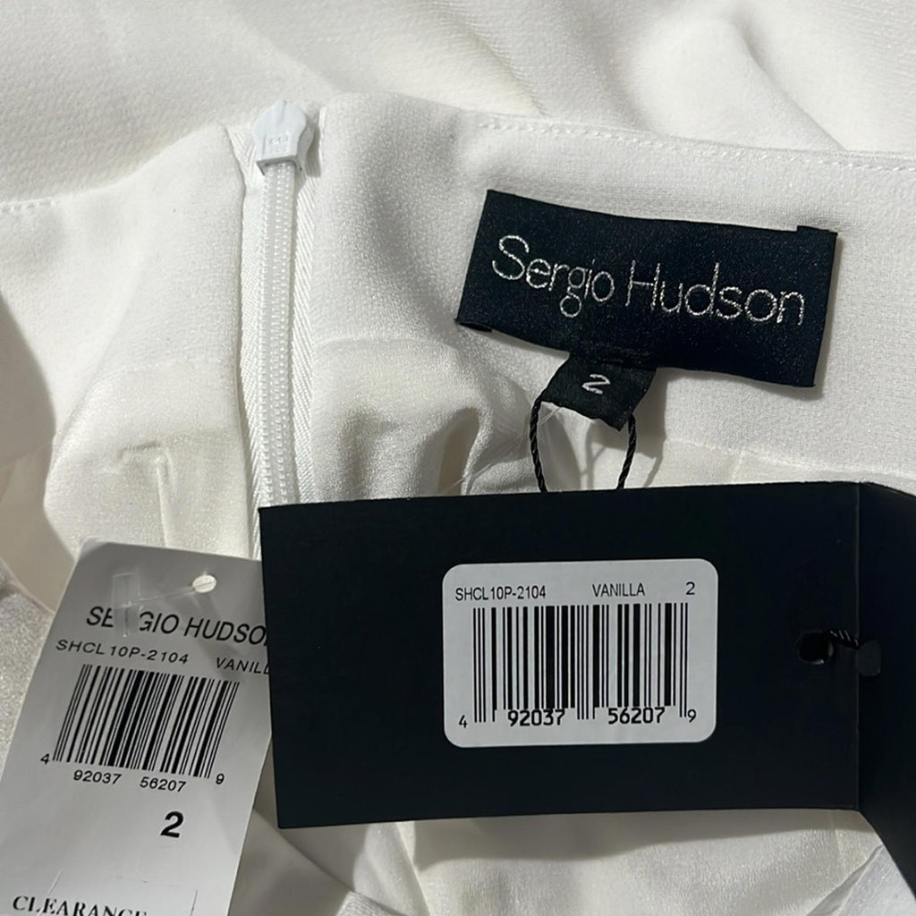 Sergio Hudson Silk Satin-Trimmed Wool-Blend Crepe Wide-Leg Pants Size2 NWT $1225