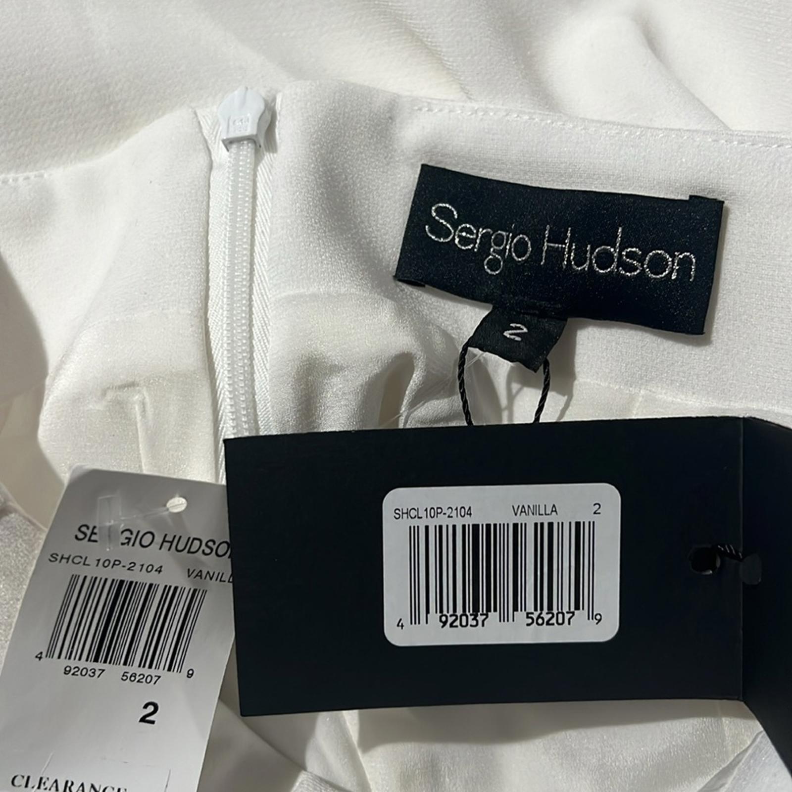 Sergio Hudson Silk Satin-Trimmed Wool-Blend Crepe Wide-Leg Pants Size2 NWT $1225