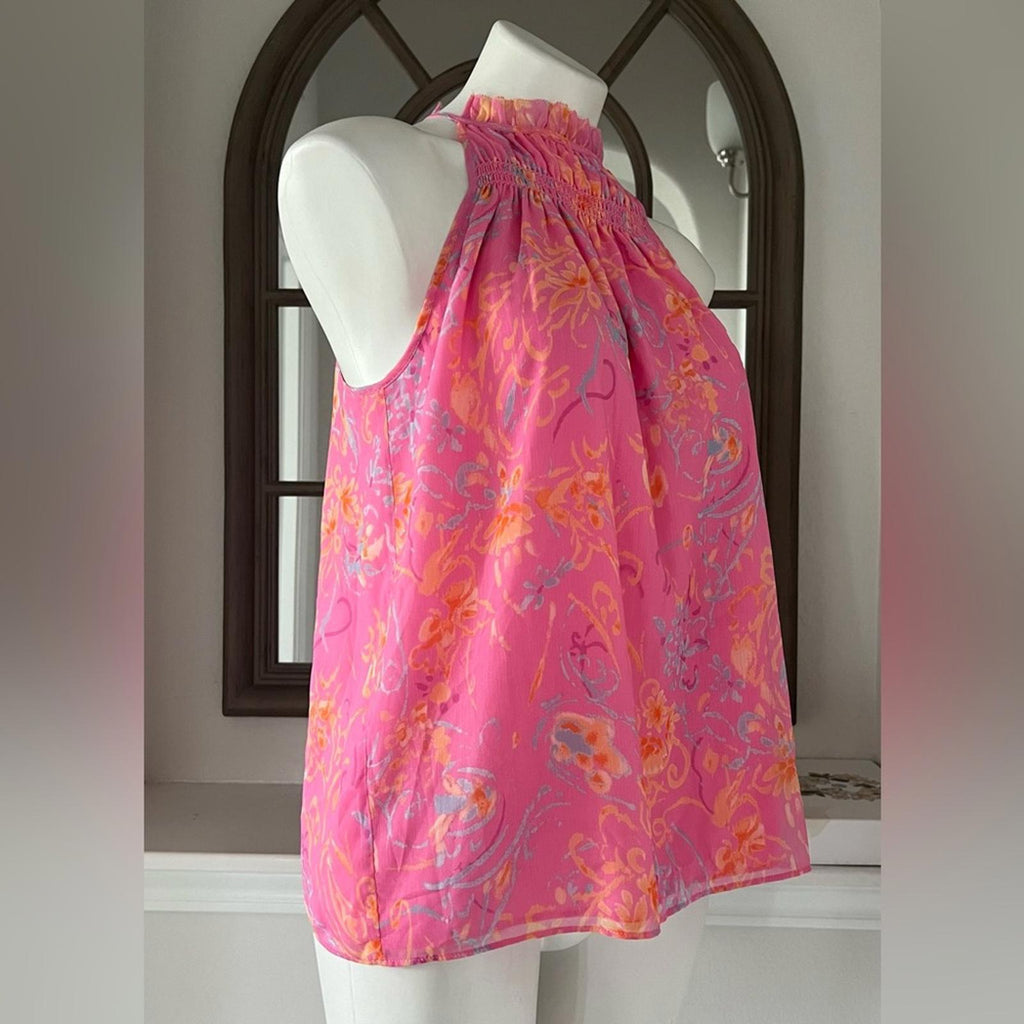 Ramy Brook Harlie Paisley Halter Neck Tank Top, Pink Size S New w/Tag $295