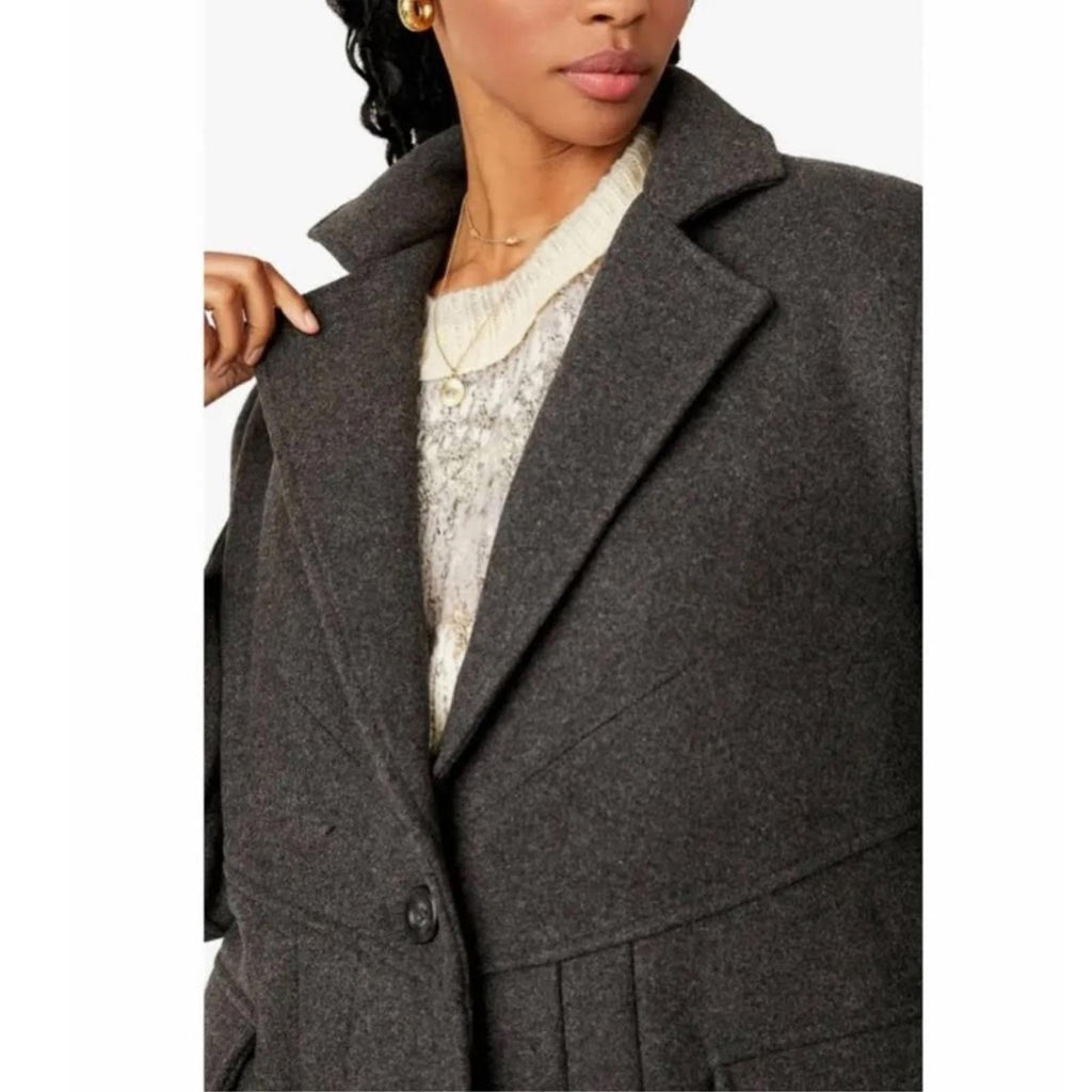 Free People Victoria Flared Wool-Blend Coat