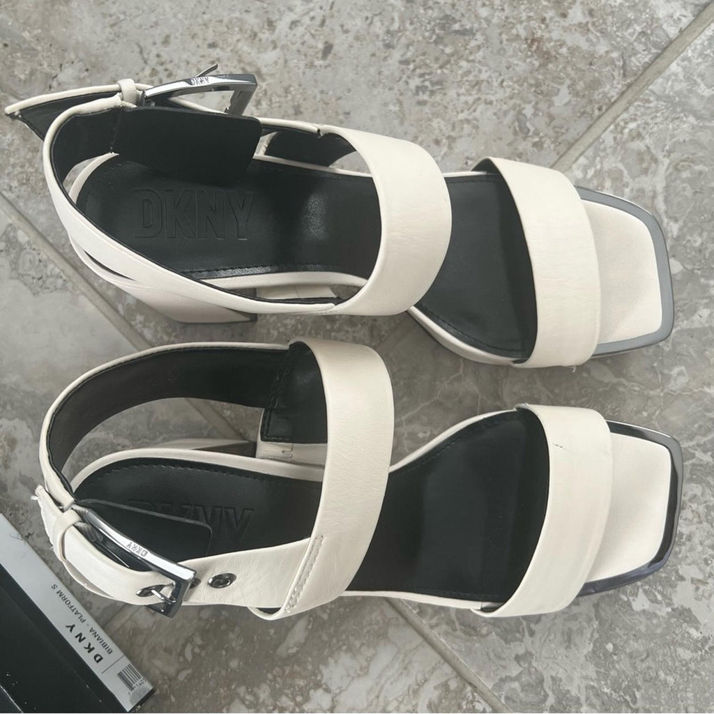 DKNY Bibiana Platform Sandals in Cream Size 9, Comes in Original Box Retail $139