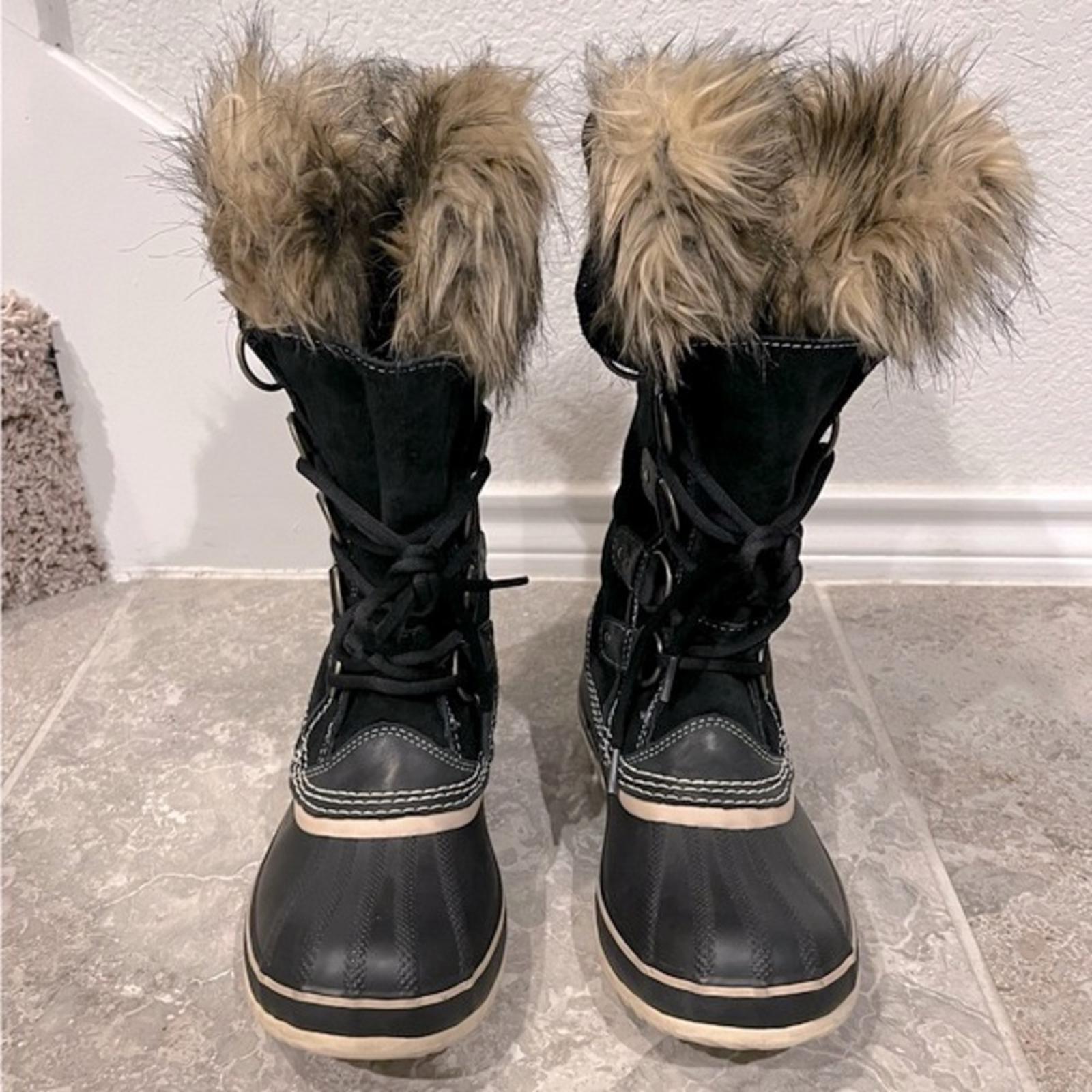 Sorel Joan of Arctic Soft Leather Waterproof Boots, Black Size 7 EXCELLENT $240
