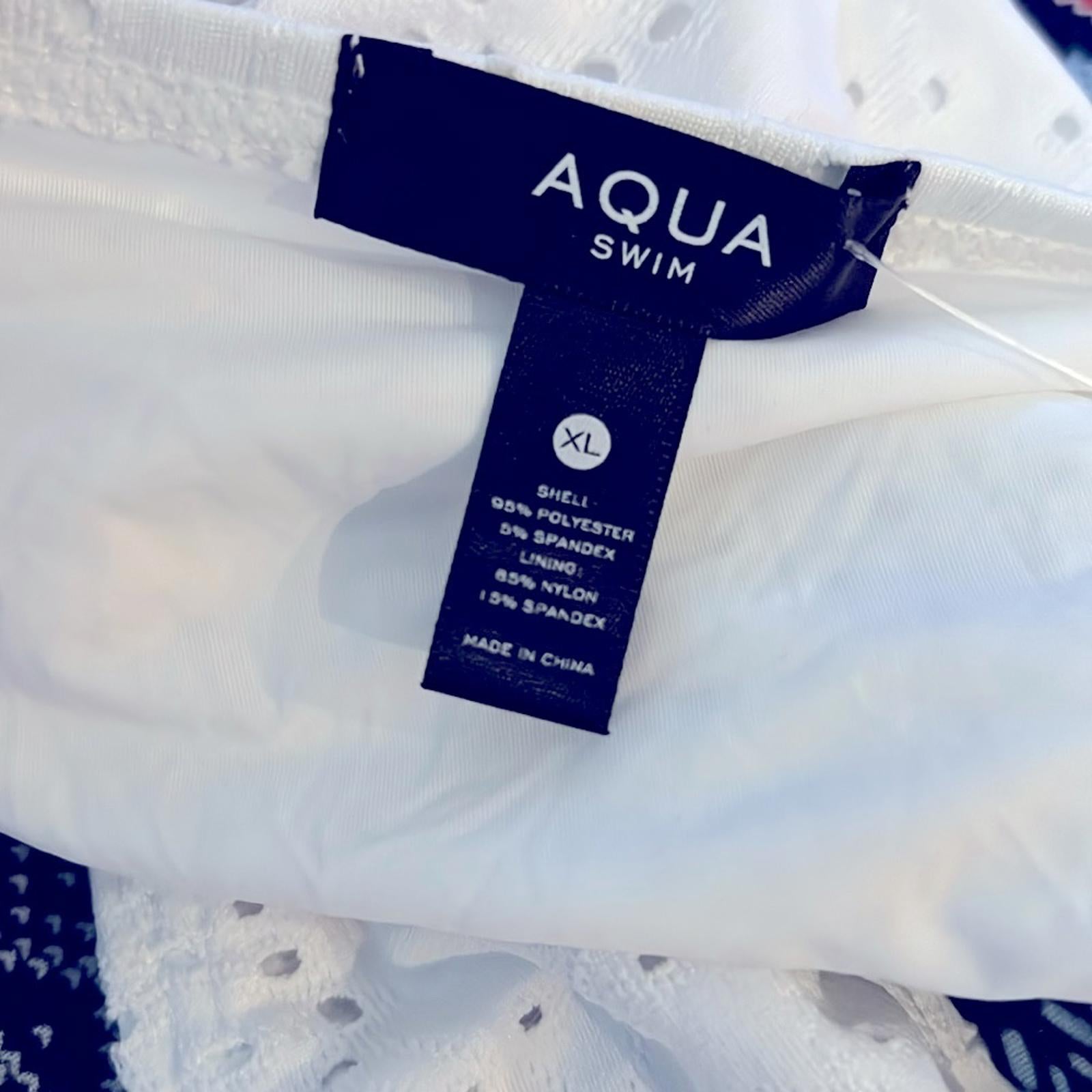 NWT AQUA Swim Eyelet Bikini Bottoms, White Size XL New w/Tag Retail $48