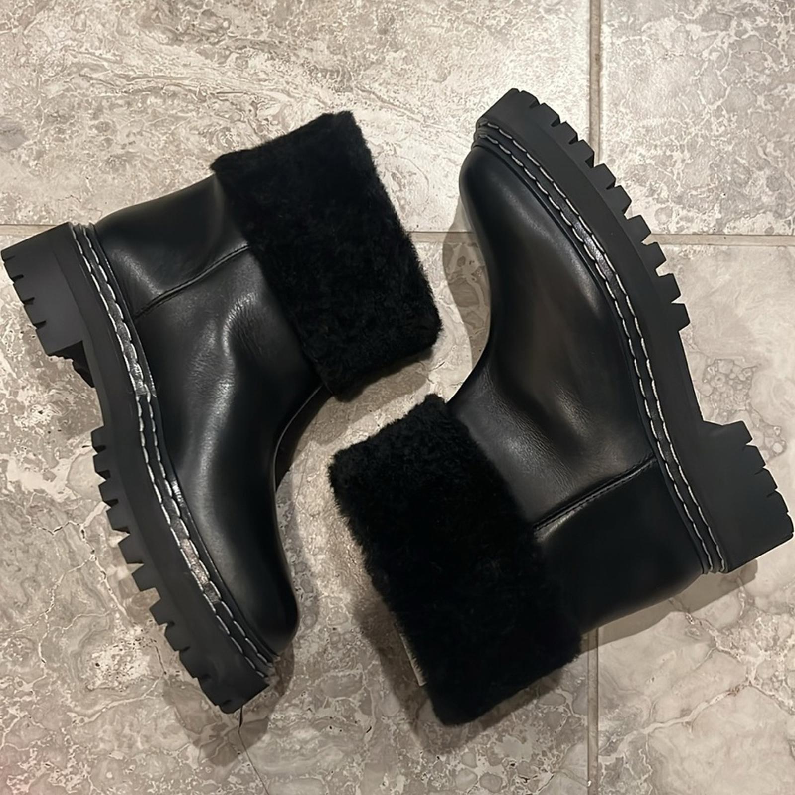 Proenza Schouler CA/SH Shearling Booties in Black, Size 38 NEW in Box + DustBag