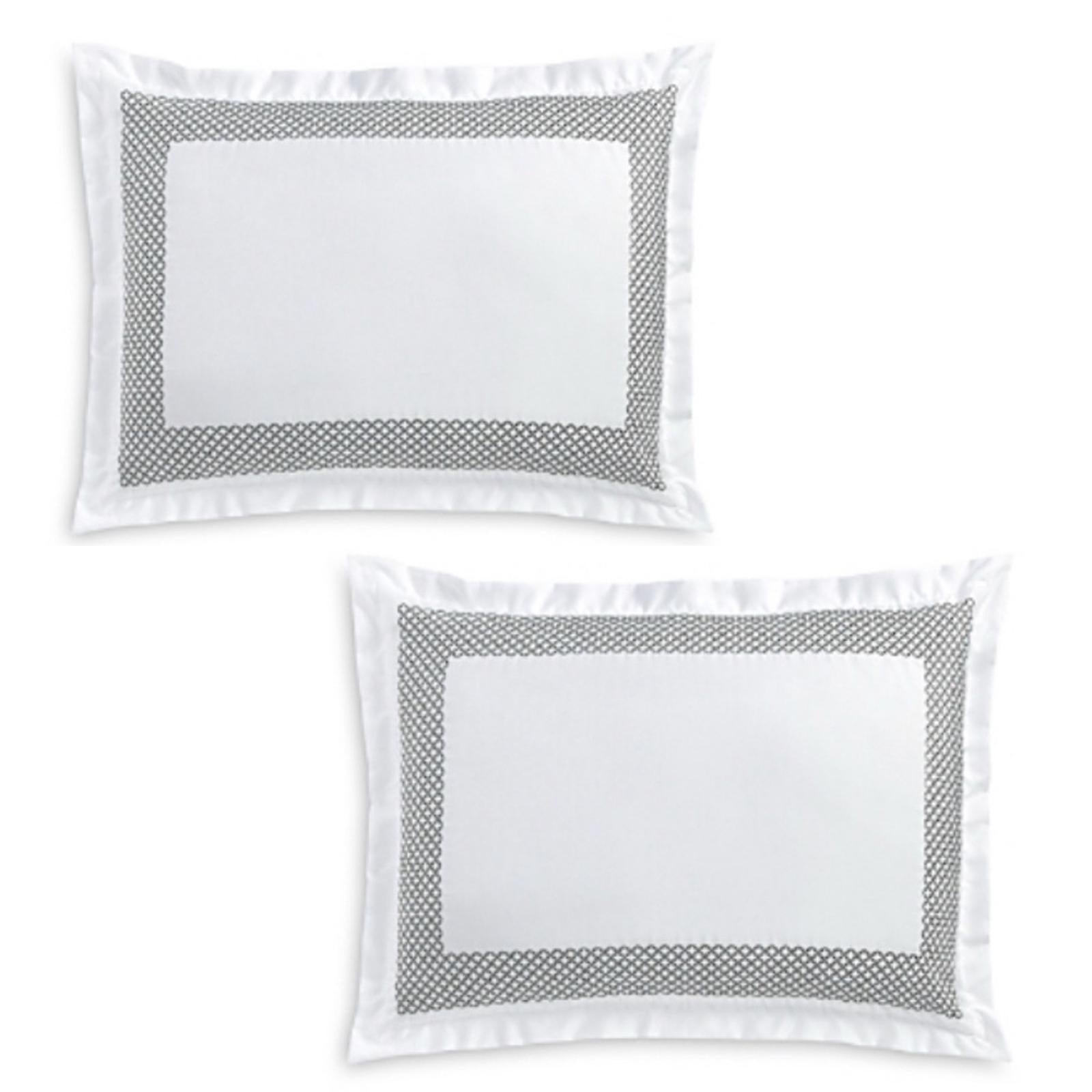 X2 Hudson Park Collection Embroidered Geo King Sham in White/Silver, $155/each