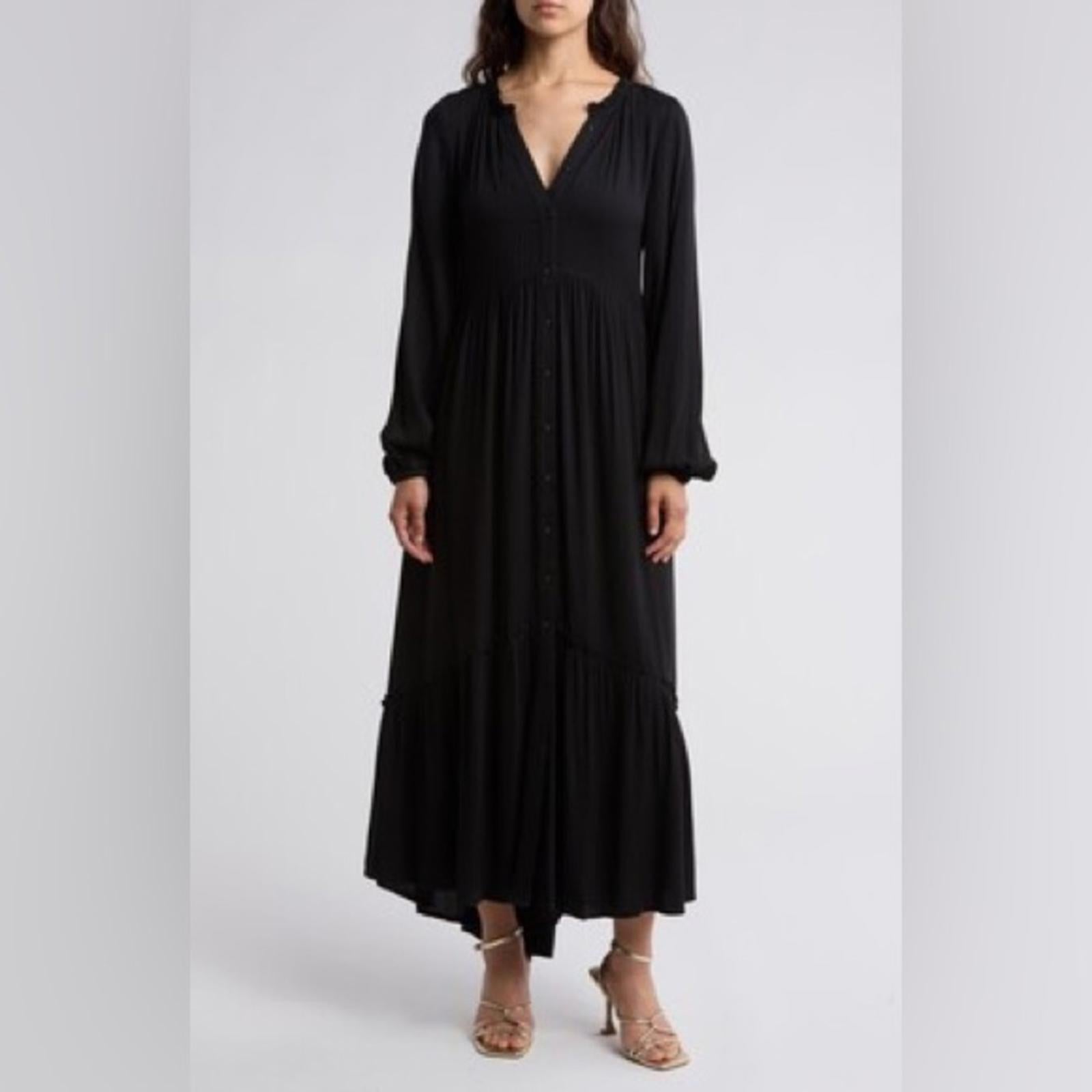 NEW Love Stitch Black Maxi Dress w/Pockets, Size M New w/Tag