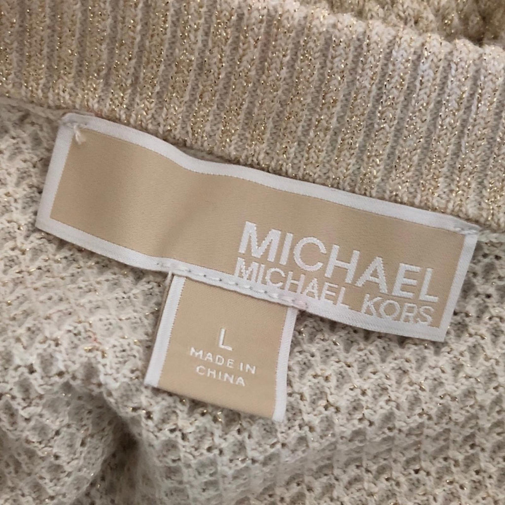 Michael Kors Waffle Knit Sweater, Knit Cut-Out Pullover Size L