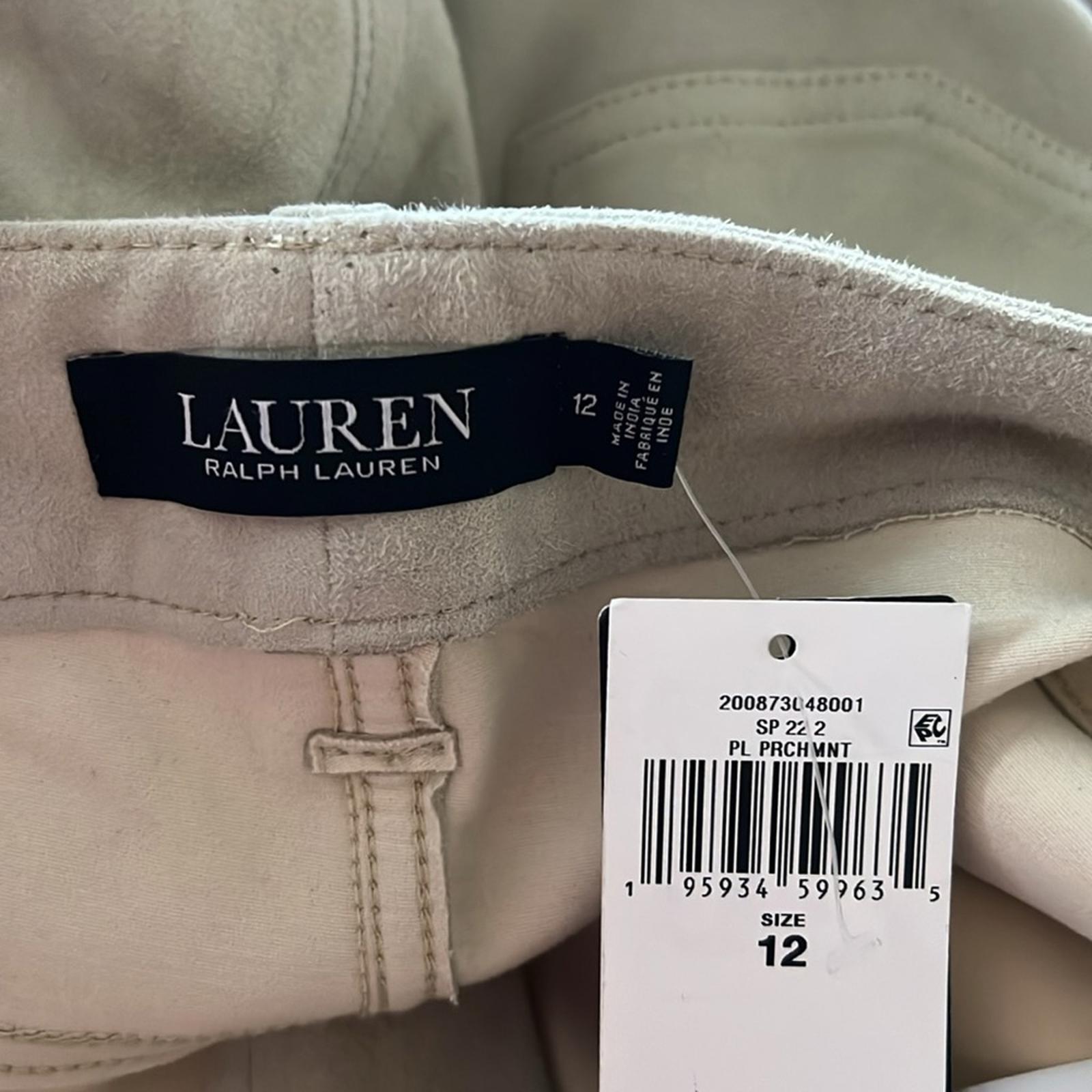 Lauren Ralph Lauren Goat Suede Straight Leg Pants, Size 12 New w/Tag Retail $695