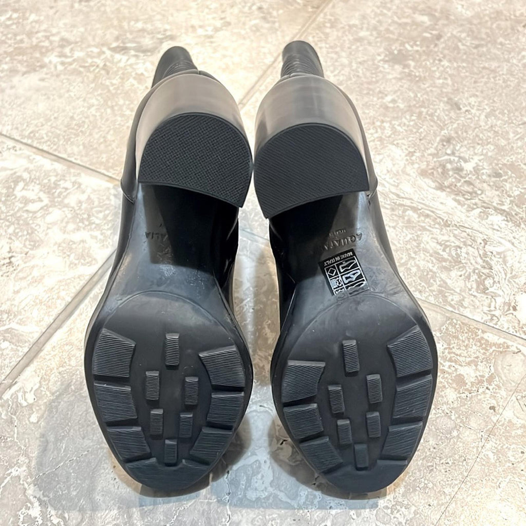 Aquatalia Illiana Weatherproof High Block Heel Boots in Black, Size 7 NEW in Box
