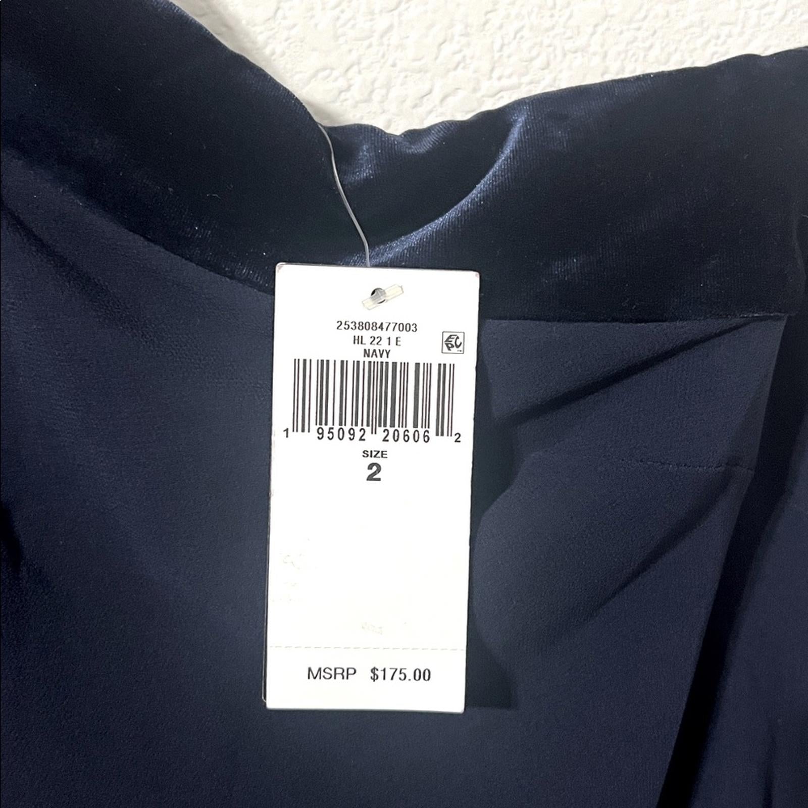 Lauren Ralph Lauren One-Shoulder Satin-Trim Dress in Navy, Size 2, NEW