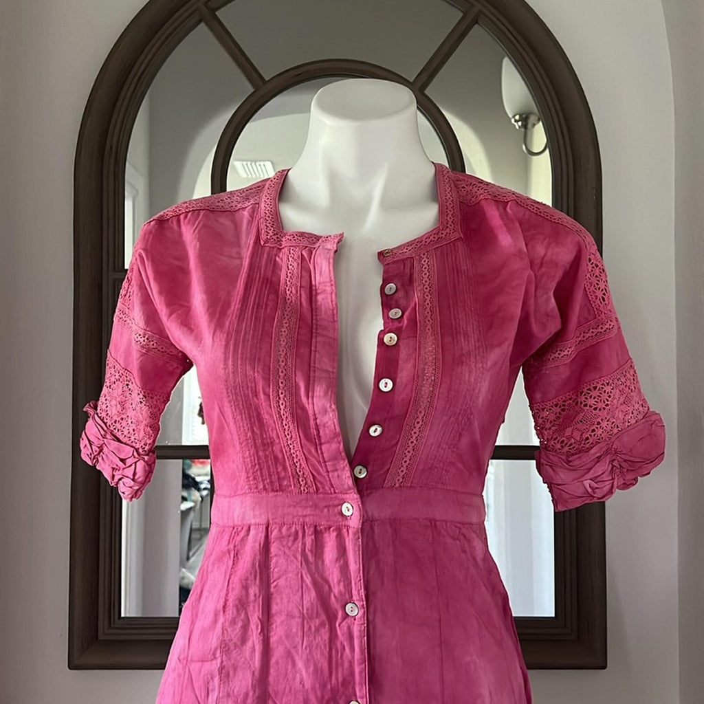 LoveShackFancy Edie Lace Short Sleeve Shirt Dress, Size XS NWT SOLD OUT!