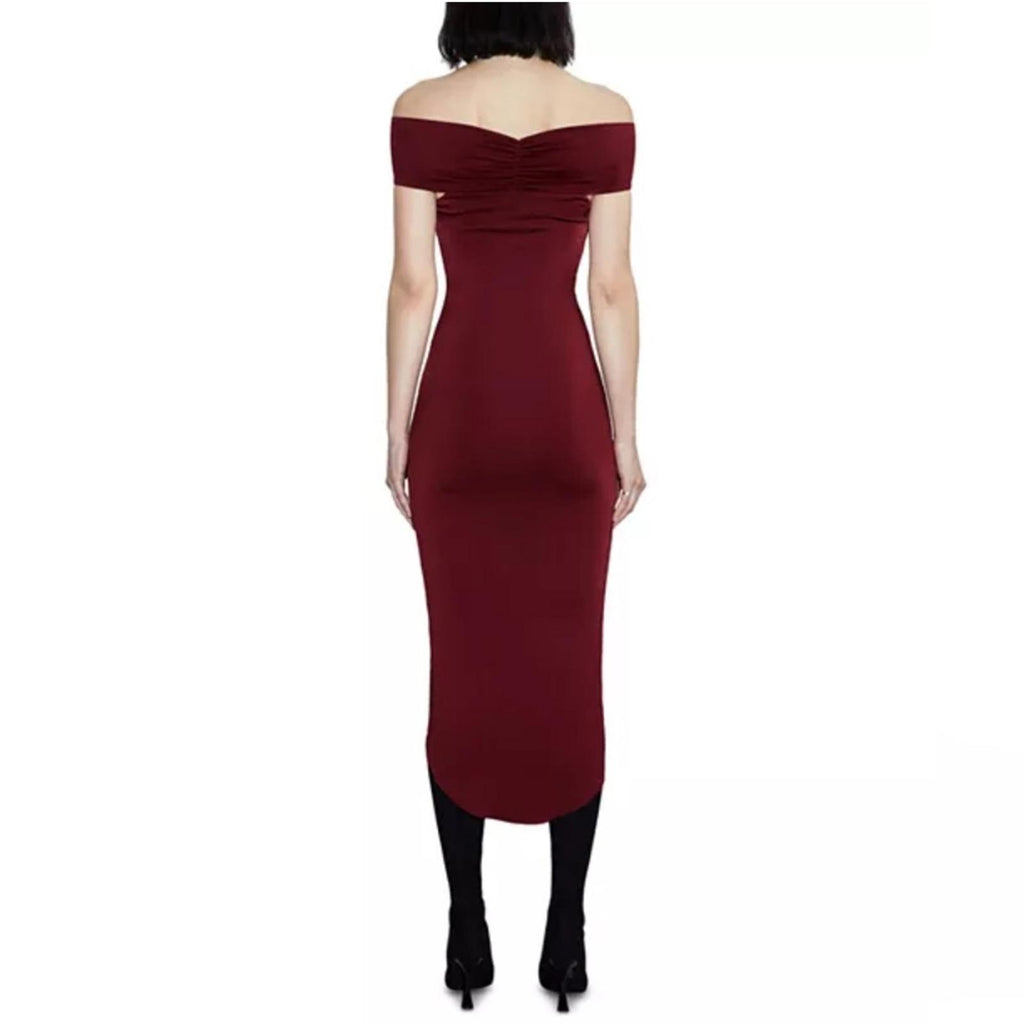 Et Ochs Everly Off-The-Shoulder Midi Dress in Crimson Red, NWT, Size 4