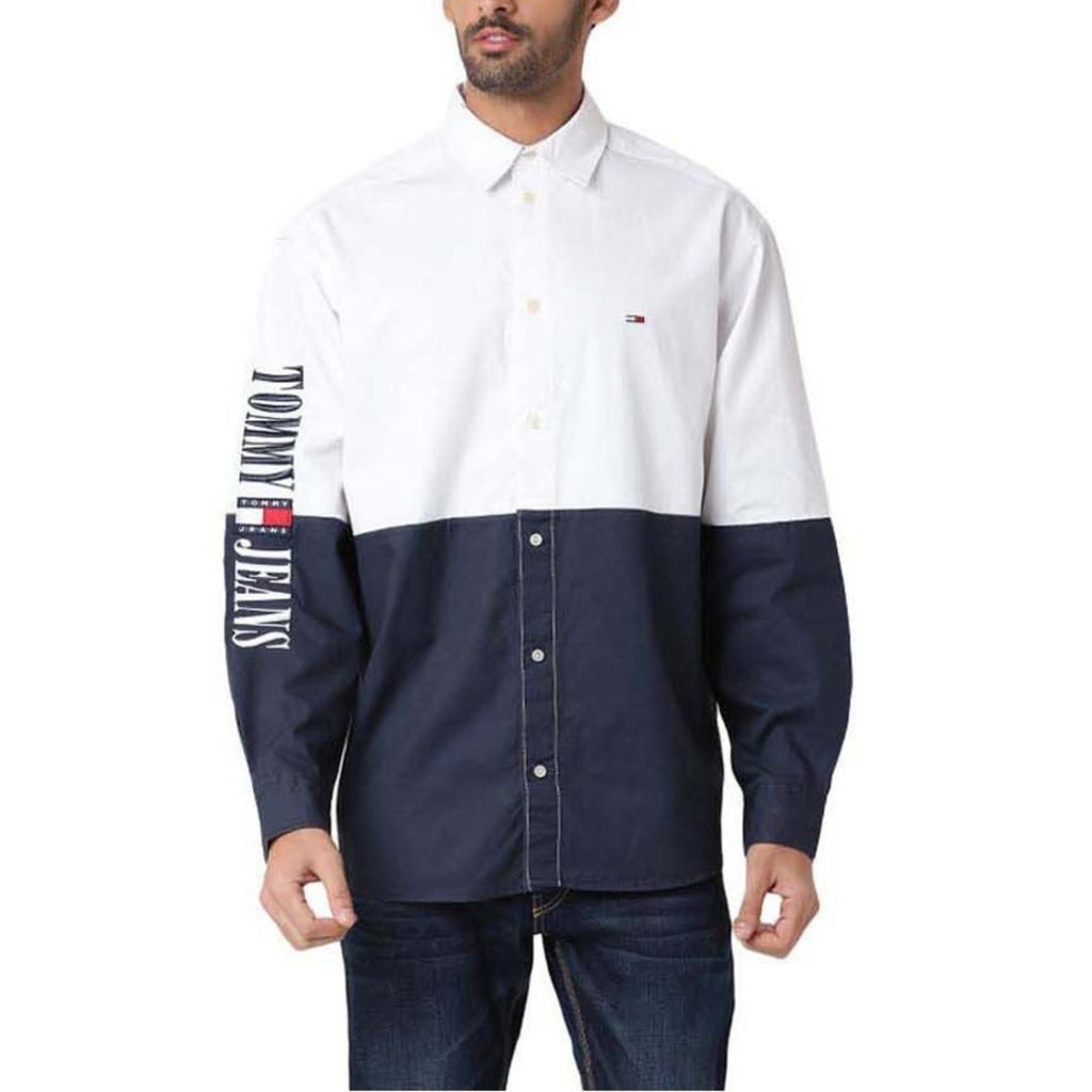 Tommy Hilfiger Adaptive Archive Color-Blocked Relaxed Shirt, White Size S NWT