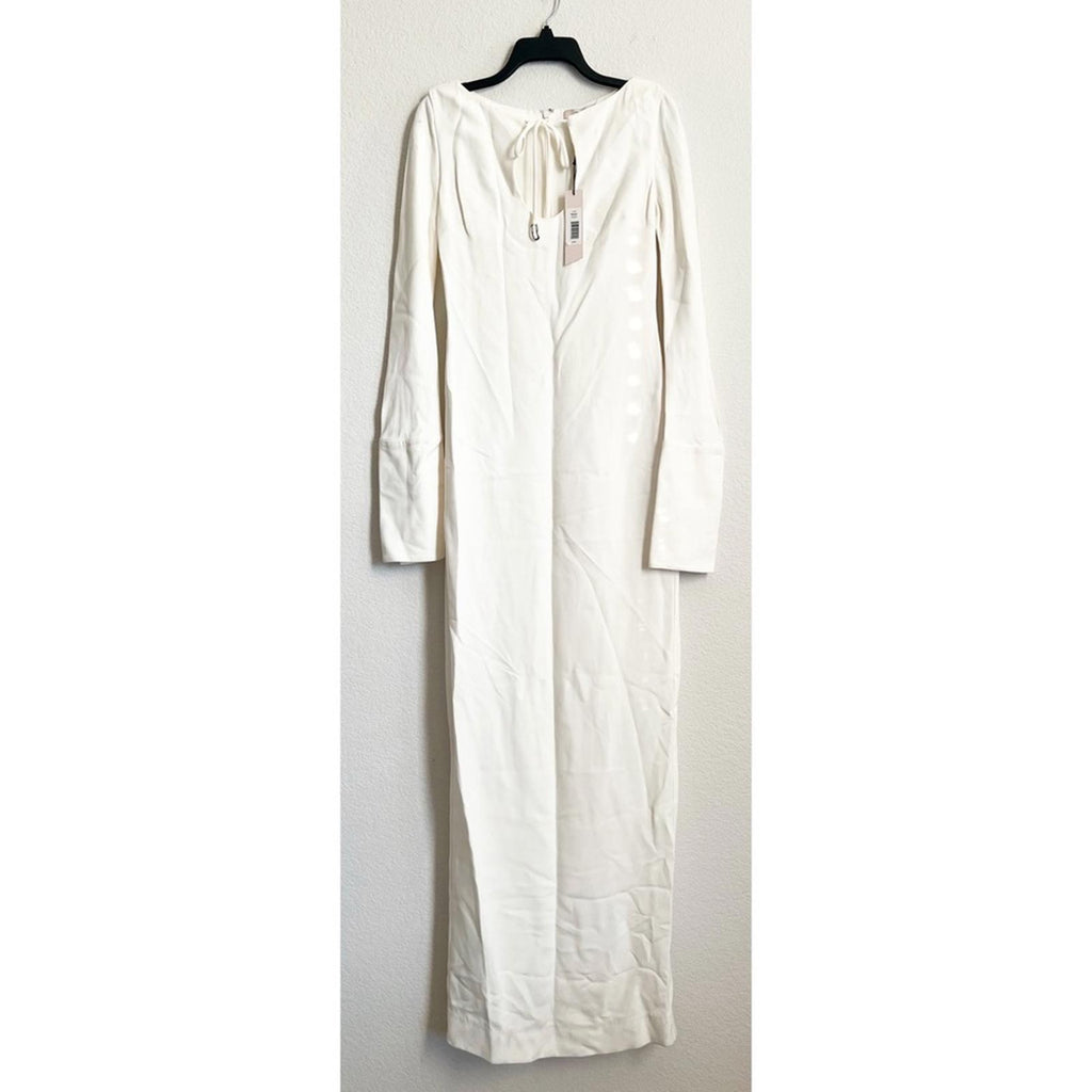 Et Ochs Gabriella Open Neck Gown Long Sleeve Dress in White, NWT, Size 4