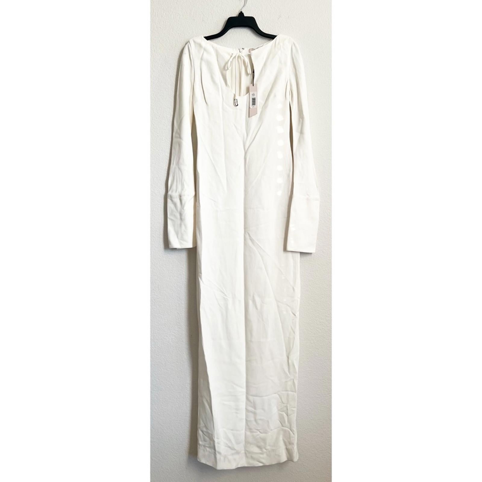 Et Ochs Gabriella Open Neck Gown Long Sleeve Dress in White, NWT, Size 4