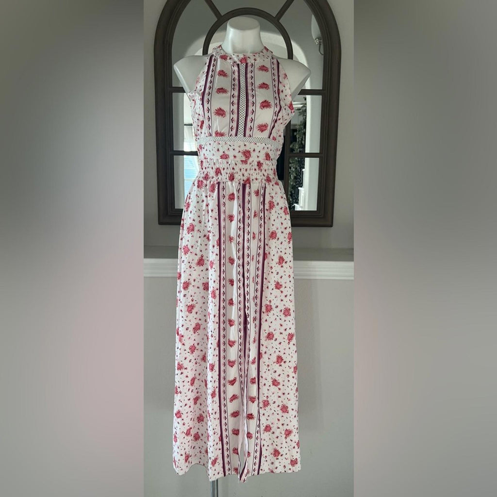 To My Lovers Sleeveless Backless Maxi Halter Dress in Pink, Size S NWT $210