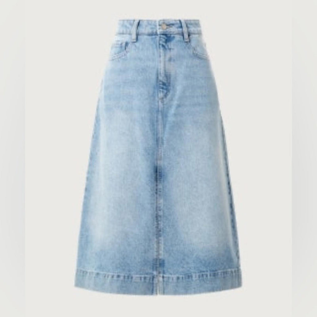 DL1961 Alma Slit Hem Midi A-Line Skirt, Blue Denim Size 27 New w/Tag Retail $229