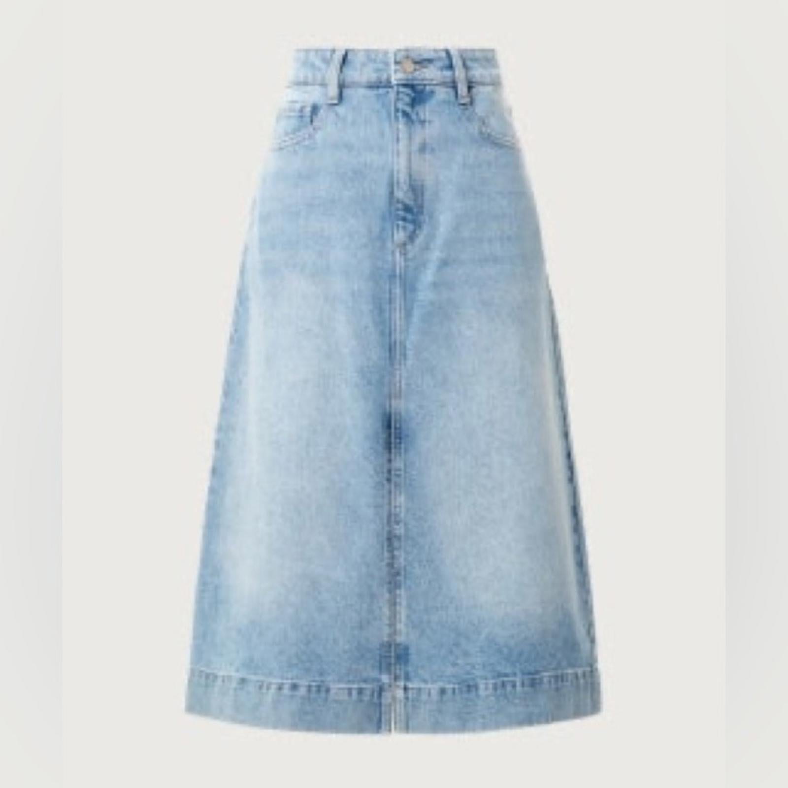 DL1961 Alma Slit Hem Midi A-Line Skirt, Blue Denim Size 27 New w/Tag Retail $229