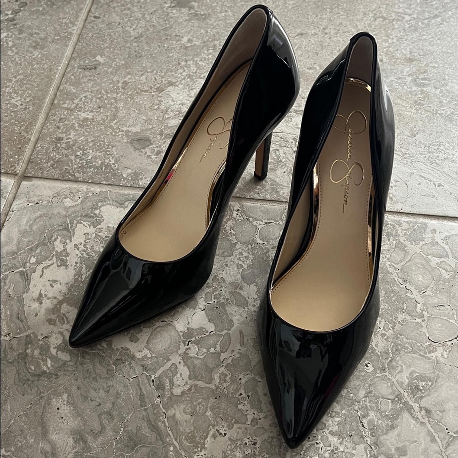 Jessica Simpson Cassani Pointed Toe High Heel Pumps, Black Patent, Size 11