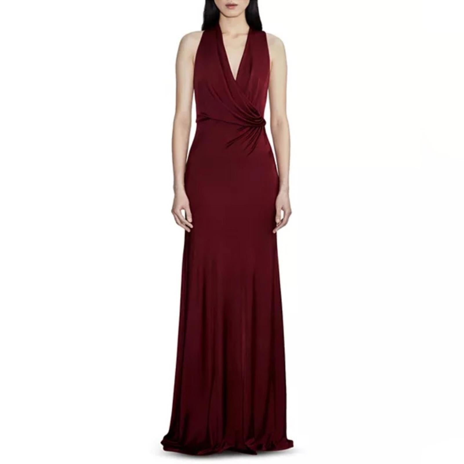 Et Ochs Valentina Open Back Gown Halter Evening Dress, Crimson, Size 8 NWT $1695