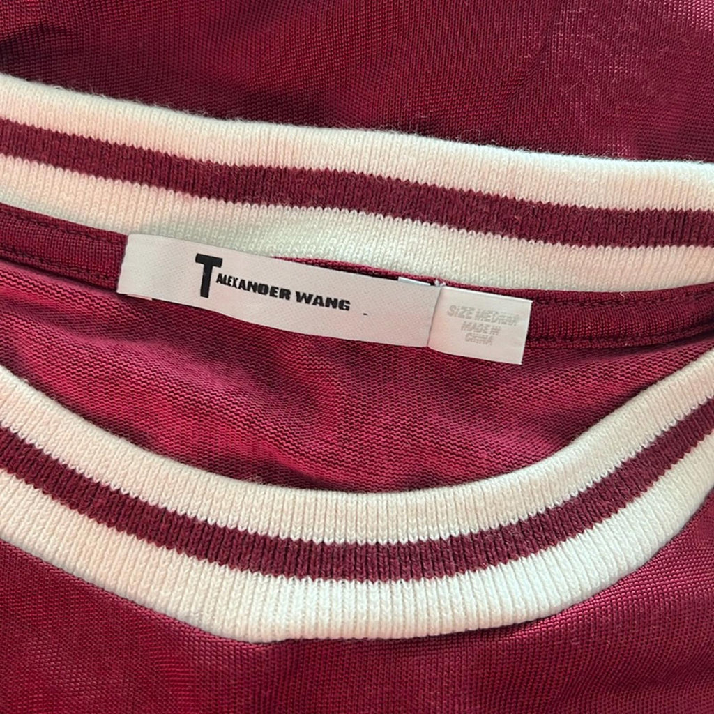 T by Alexander Wang Short Sleeve Jersey Top in Burgundy Red, Size M EXCELLENT!