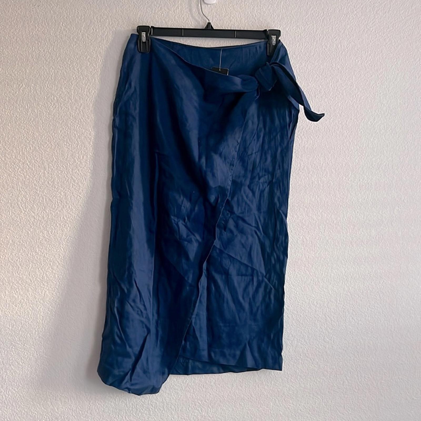 Lauren Ralph Lauren Linen Wrap Midi Skirt in Indigo Sail, Size 4 New w/Tag