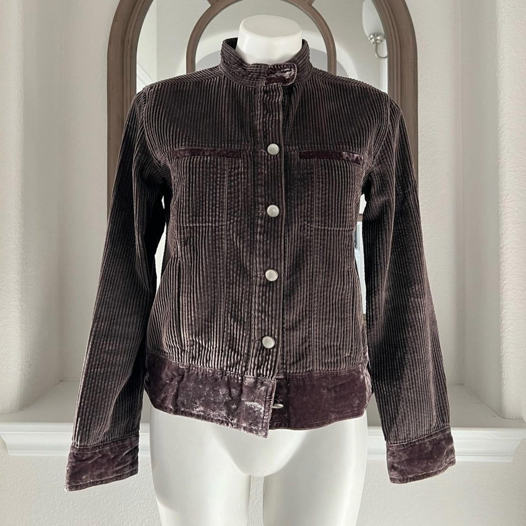 J.Jill Brown Velour Jacket, Cotton Size XS