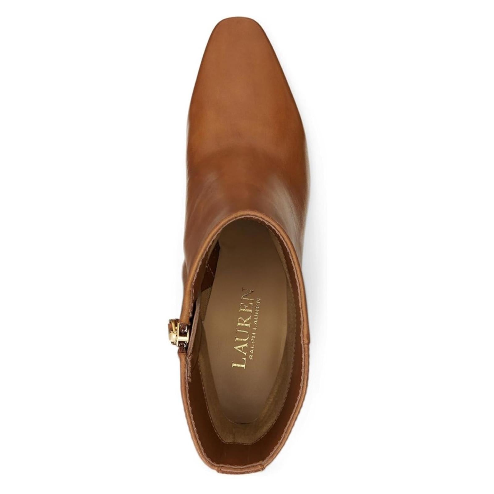 Lauren Ralph Lauren Willa Bootie Fashion Ankle Boots Deep Saddle Tan, Size 6 NEW
