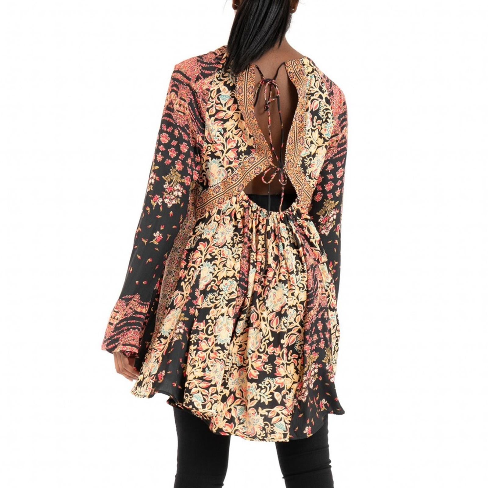 NEW Free People Stevie Printed Tunic-Black, Size XS New w/Tag Retail $128