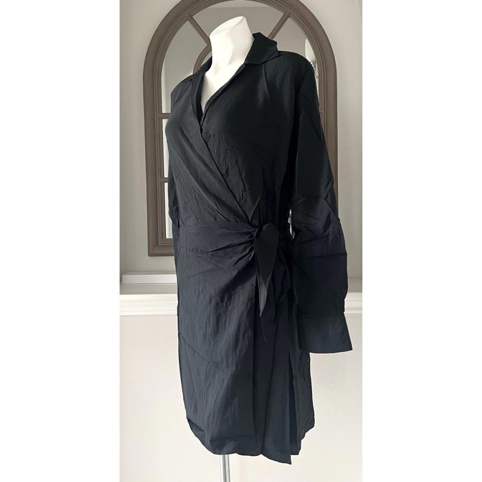 Vince Long Sleeve Wrap Shirt Dress, Long Sleeve in Black Size L EXCELLENT!