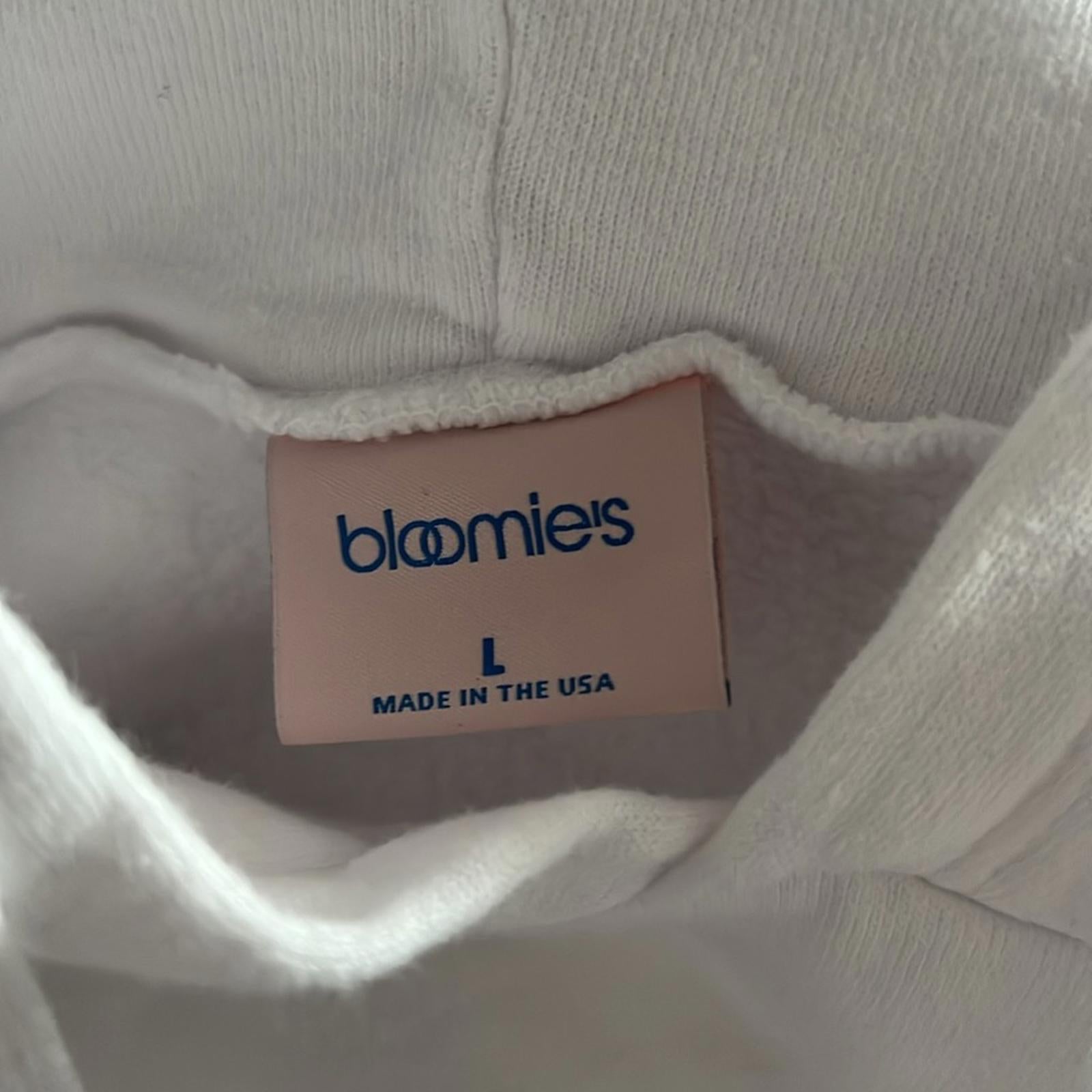 Bloomie's Unisex Beach Club Graphic Hoodie, White Supima Cotton Size L New w/Tag