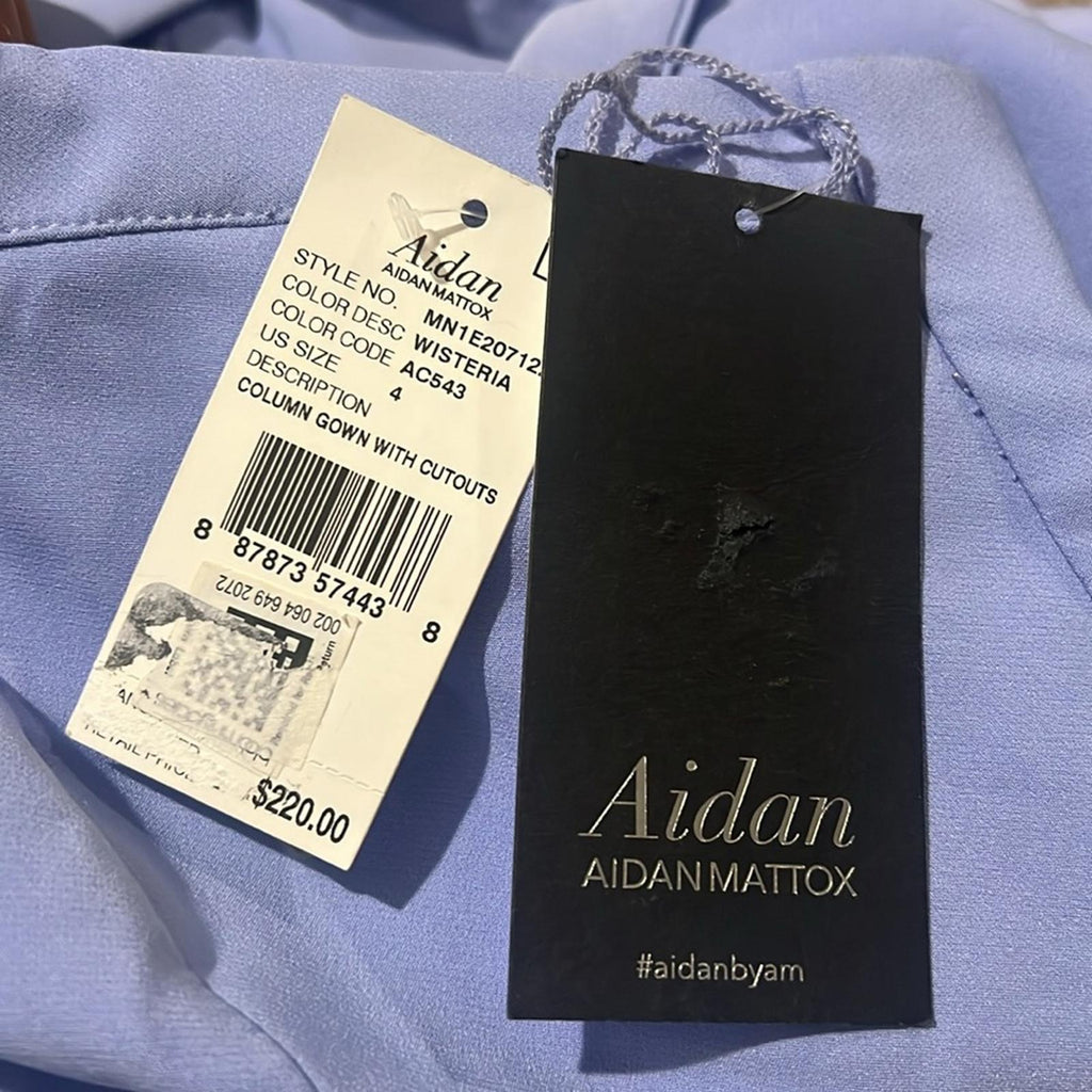 Aidan Mattox Sleeveless Cutout Column Gown in Baby Blue, Size 4 NEW w/Tag $220