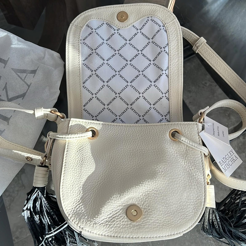 NEW Badgley Mischka Bailey Crossbody Bag, Bone/Ivory New w/Tag + Dust Bag