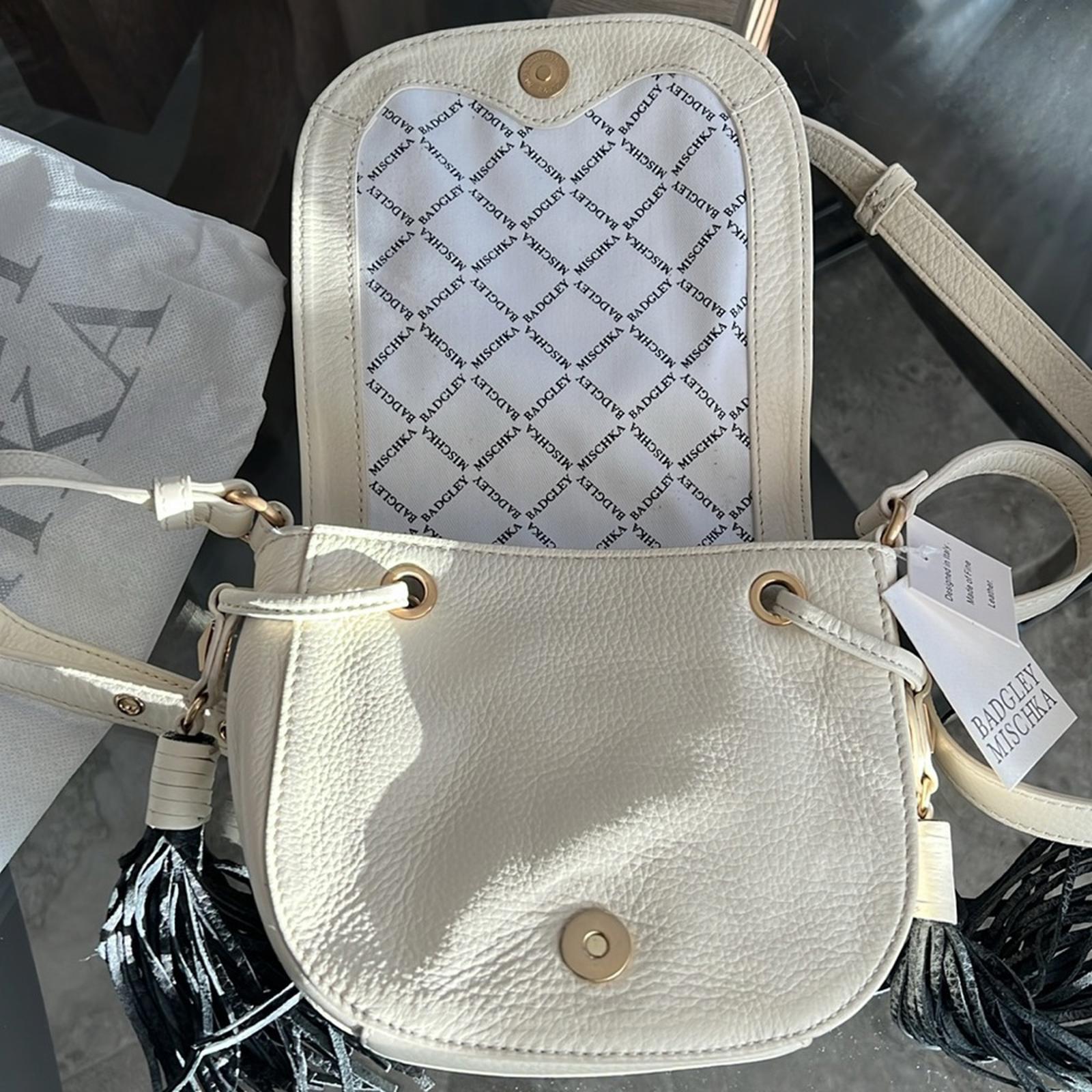 NEW Badgley Mischka Bailey Crossbody Bag, Bone/Ivory New w/Tag + Dust Bag