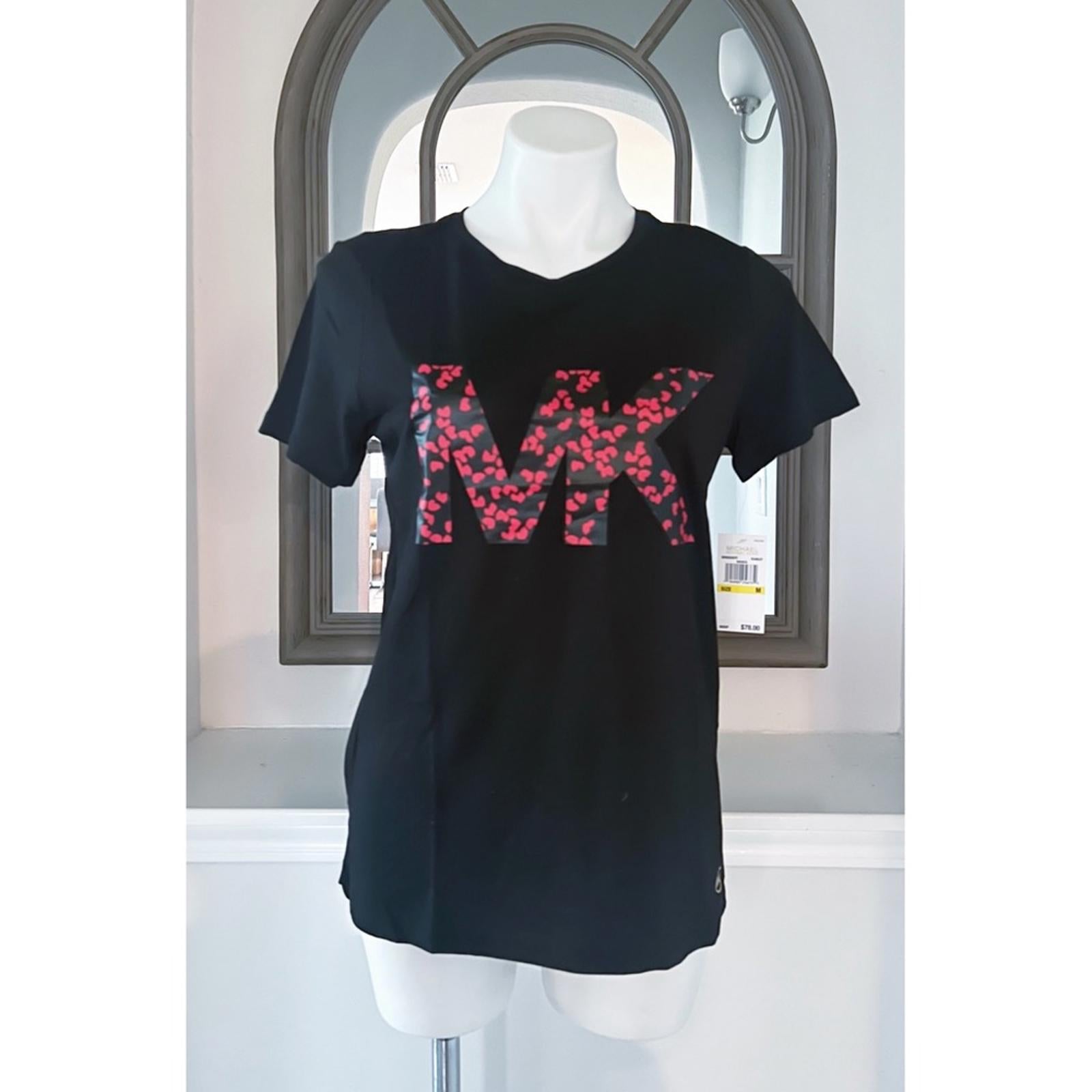 NWT Michael Kors Limited Edition Scarlet Red Short Sleeve Tee in Black Size M