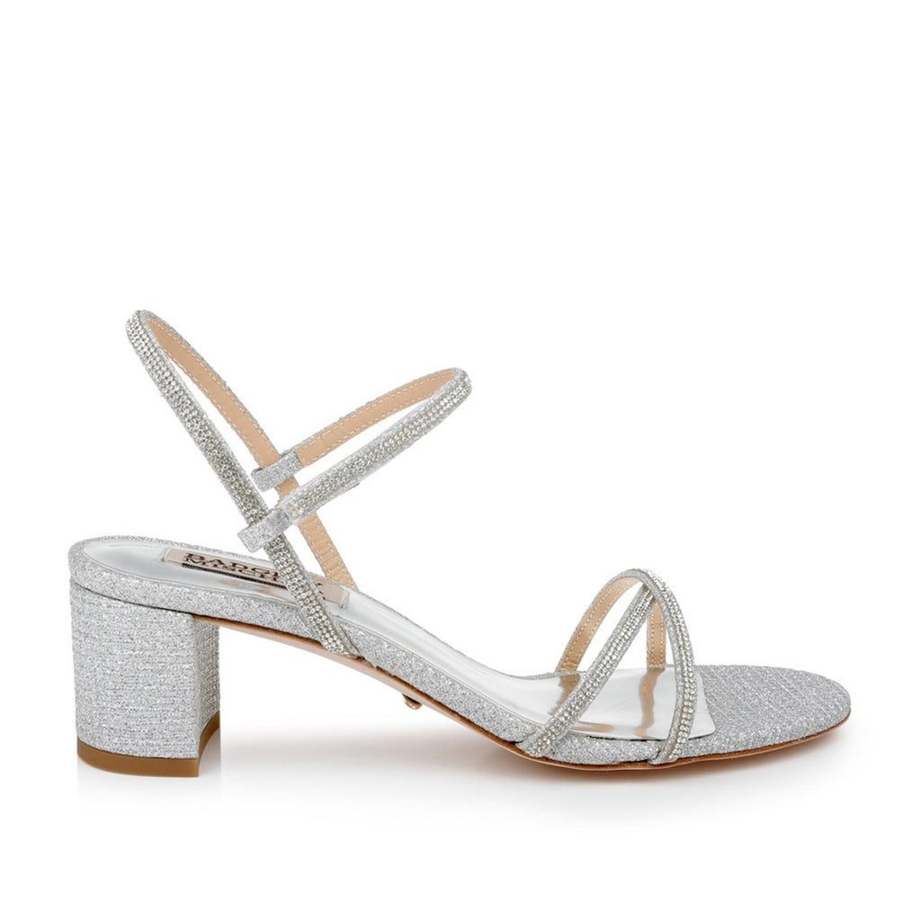 Badgley Mischka Ultima Strappy Block Heel Sandals in Silver, Size 11 New in Box