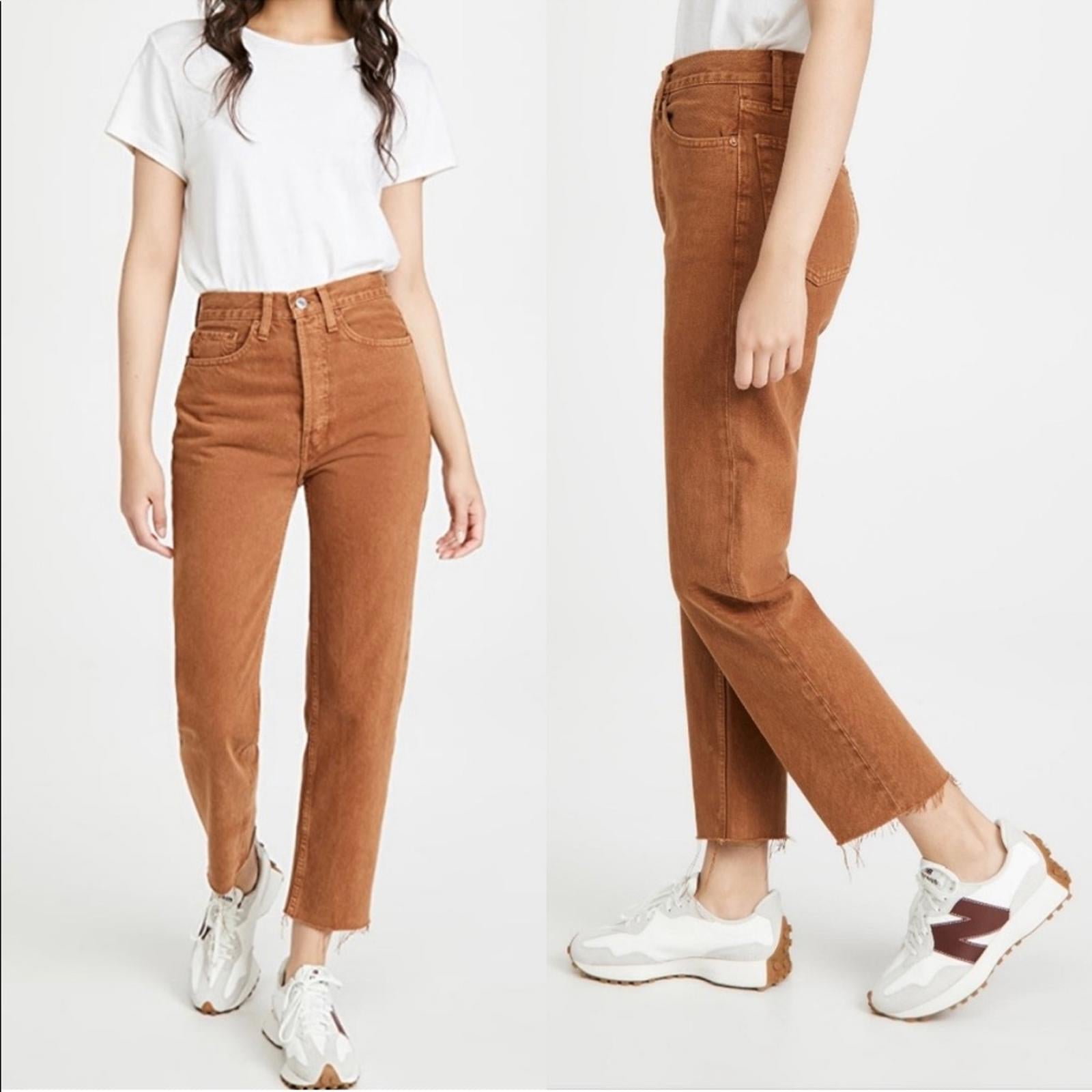 Re/Done Ultra High-Rise Stovepipe Jeans in Terracotta, Size 29 New w/Tag